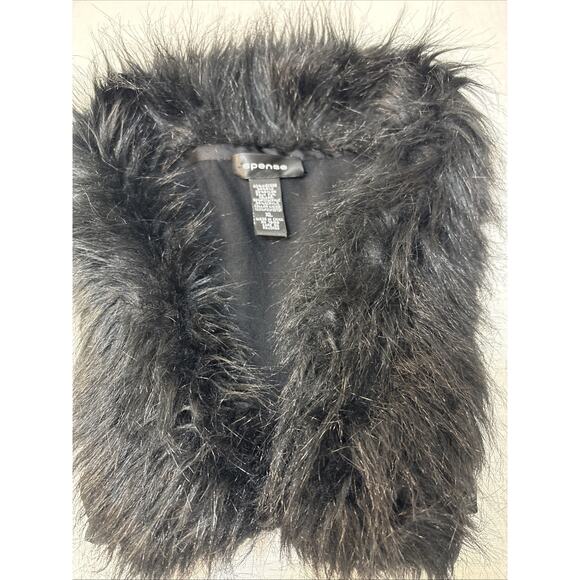 Black Faux Fur Trim Silk Blend Cardigan XL Y2K Mob Wife Witchy Goth Spense - Picture 15 of 16